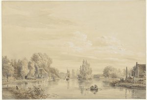 Utsikt over Vecht mot Hofstede Slotzigt av Petrus Josephus Lutgers