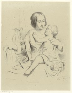 Mor med barn på fanget av Petrus Theodorus van Wijngaerdt