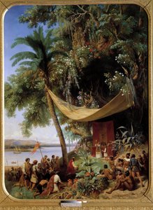 Den første messen i Amerika (1400-tallet) Messe på Cuba i 1494. Columbus andre reise til Havana. Maleri av Blanchard Pharamond (1805-1873)