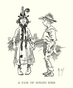 Et par skitne barn (litho) av Phil May