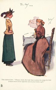 Jobbintervju for en tjenestepikestilling (farge litho)