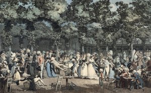Den offentlige promenaden ved Palais-Royal av Philibert Louis Debucourt
