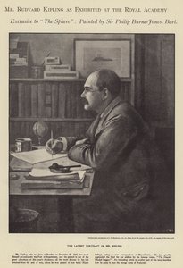 Portrett av Rudyard Kipling utstilt på Royal Academy (litho) av Philip (after) Burne Jones