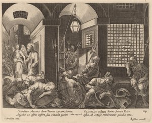 Sankt Peter utfridd fra fengselet av en engel