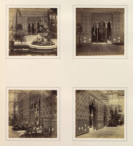 [Alhambra Court Fasade mot skipet, inngangsparti til Alhambra Court, sidevisning av ..., ca. 1859. av Philip Henry Delamotte.