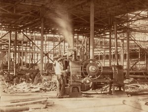 Steam Engine nær Grand Transept, Crystal Palace, 1851.