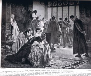Den engelske ambassaden under massakren av St Bartholomew, illustrasjon fra 