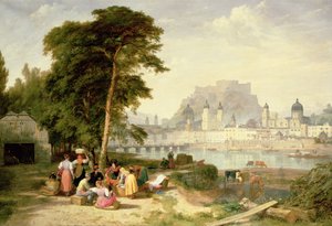 Byen Salzburg, Erkebiskopens palass på klippen av Philip Hutchins Rogers