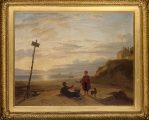 Ph. H.Rogers, østersgutter diskuterer morgenens fangst .../ 1835 av Philip Hutchins Rogers