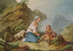 Hagar ser på sønnen sin drikker av Philippe Jacques de Loutherbourg