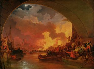 The Great Fire of London, ca. 1797 (olje på lerret)