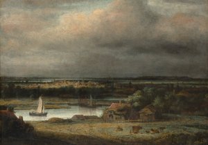 Bredt elvelandskap, ca. 1648-49. av Philip Koninck