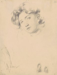 Study for the Head of a Girl, ca. 1900 (grafitt på vevd papir)