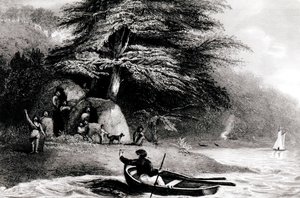 Fuegian Wigwams ved Hope Harbour i Magdalen Channel, gravert av S. Bull, 1838 av Philip Parker King