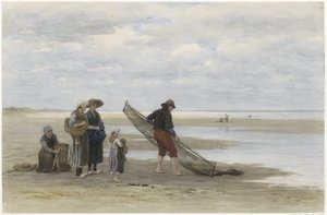 Rekefisker på stranden Pêcheur de crevettes (tittel på objekt) av Philip Sadée