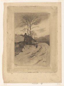 Gårder langs en vei med nakne trær Hiver (original tittel)