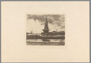 Landskap med kanal og vindmøller Le Moulin (original tittel) Jacob Maris. Tolv landskap (serietittel)