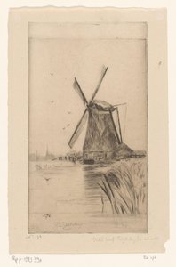 Vindmølle i landskap Mon Moulin (original tittel) av Philip Zilcken (signed by artist)