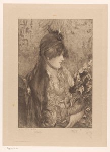 Kvinne med blomsterbukett La Bête a Bon Dieu av Philip Zilcken (signed by artist)