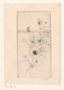 Solsikker for et englandskap med hester og mølle Eutude de tournesols (original tittel)