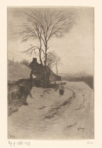 Gårder langs en vei med nakne trær Hiver (original tittel)