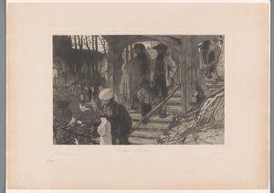 Familier går ned en tretrapp Gå til kirken i Freiburg (tittel på objekt)