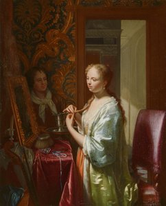 Dame ved hennes toalett, ca. 1720