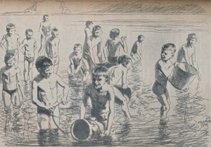 Gutter som bader, c1911 av Philipp Franck