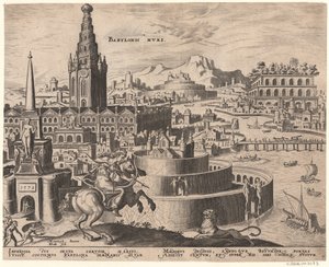 Die Mauern von Babylon fra serien The Eightth Wonders of the World After Maarten van Heemskerck, 1572 av Philipp Galle