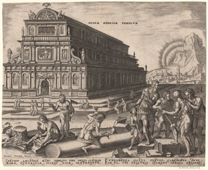 The Temple of Diana at Ephesus fra serien The Eightth Wonders of the World After Maarten van Heemskerck, 1572 av Philipp Galle