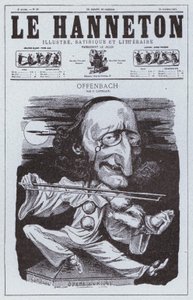 Karikatur av den tyskfødte franske komponisten Jacques Offenbach (litho) av Philippe Auguste Cattelain