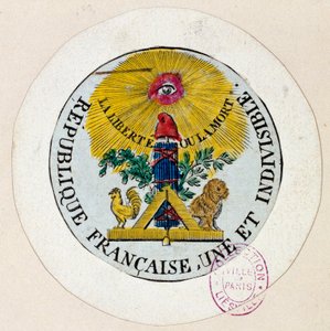 Fransk revolusjon: segl dekorerer symboler for republikken og for frigjøringsindustrien. Gravering av Philippe Auguste Hennequin (1762-1833) 1792 Paris. Carnavalet museum