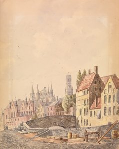 Brugge (akvarell på papir) av Philippe Auguste de Peellaert