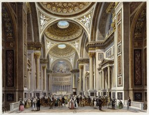 Interiør av Madeleine-kirken - i "" Promenade dans Paris et ses environs"", tegninger av Jacottet og Benoist, red. Gihaut Frères av Philippe Benoist