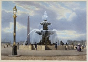 Place de la Concorde - i "Walk in Paris and its environments", designet av Jacottet og Benoist, ca. 1840