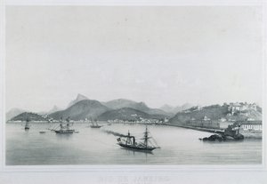 Ni panoramautsikt over Rio de Janeiro: Santa-strendene. Lucia til Gloria, 1862 av Philippe Benoist