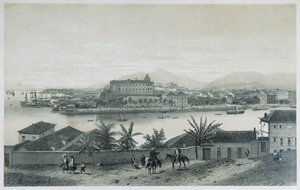 Ni panoramautsikt over Rio de Janeiro: Fra Cobras Island, 1862 av Philippe Benoist