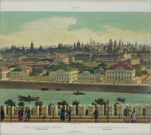 Utsikt over Zamoskvorechye fra Kreml-muren fra en panoramautsikt over Moskva i 10 deler, ca 1848 av Philippe Benoist