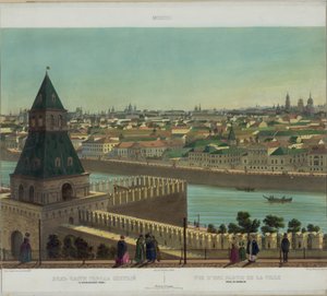 Utsikt over Zamoskvorechye fra Kreml-muren fra en panoramautsikt over Moskva i 10 deler, ca 1848 av Philippe Benoist