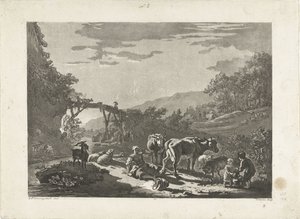 Landskap med melkepike og trebro av Philippe Cardon