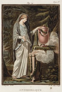 Andromache, kostyme for 'Andromache' av Jean Racine, fra bind I av 'Research on the Costumes and Theatre of All Nations', gravert av Pierre Michel Alix (1762-1817) 1802