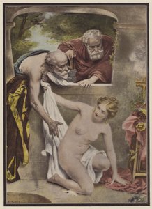 Susanna og de eldste (farge litho) av Philippe Felix Dupuis