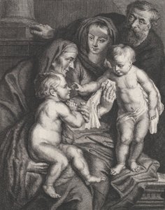 Den hellige familie med Saint Elizabeth og spedbarnet Saint John the Baptist, ca. 1615-75. av Philippe Joseph Tassaert