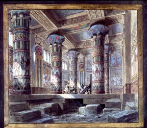 Scenografi av Philippe Chaperon for operaen Aida av Giuseppe Verdi