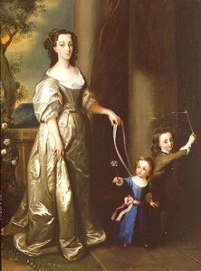 Portrett av fru Thomas Fane med barna John og Anne (olje på lerret) av Philippe Mercier