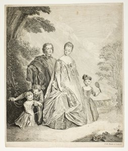 Familiepromenaden, også kalt Philippe Mercier, hans første kone og familie av Philippe Mercier
