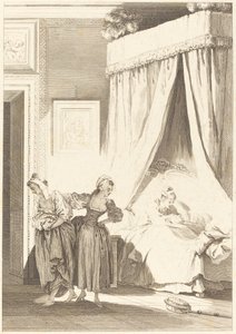 Veddemålet til de tre sladderene: Tjeneren av Philippe Triere and Antoine Jean Duclos after Jean Honoré Fragonard