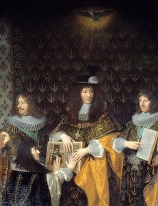 Kong Ludvig XIV mottar ridder av Den Hellige Ånds Orden (Den Hellige Ånds Orden) sin bror hertugen av Anjou Detail. Maleri av Philippe de Champaigne (1602-1674) Grenoble fra 1600-tallet, Musee des Beaux Arts av Philippe de Champaigne
