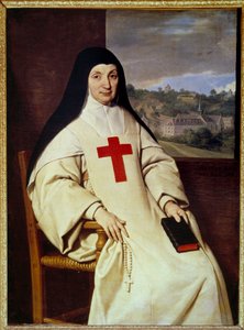 Portrett av mor Angelique Arnauld Jacqueline Marie Arnauld dit Angelique Arnauld (1591-1661), abbedisse av Port Royal des champs (Port-Royal-des-Champs), figur av fransk jansenisme"" Maleri av Philippe de Champaigne (1602-1674) av Philippe de Champaigne