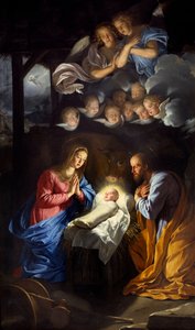 Fødselen. Maleri av Philippe De Champaigne (1602-1674) av Philippe de Champaigne